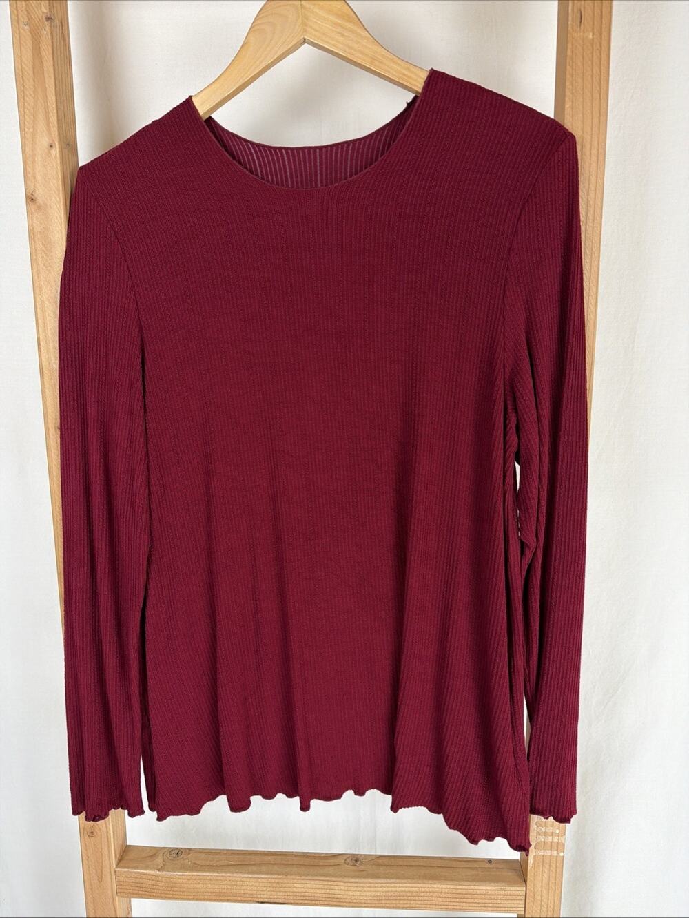 NWT Kleen Red Bean Long Sleeve High Neck Cotton Blend Top #0826 Size 2X